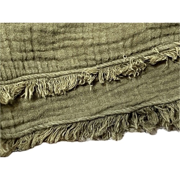 Cotton Bleu Women's Slub Olive Green Elastic Waist Raw Hem Shorts Size M - Picture 3 of 7